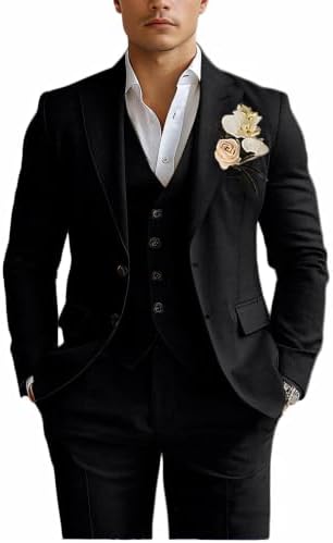 Men’s Linen-Blend Three-Piece Suit – Slim Wedding Tailoring for Summer Events