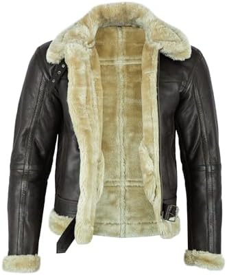 Aviator-læderjakke med shearling til mænd – Vintage-inspireret flyverstil til vinterbrug