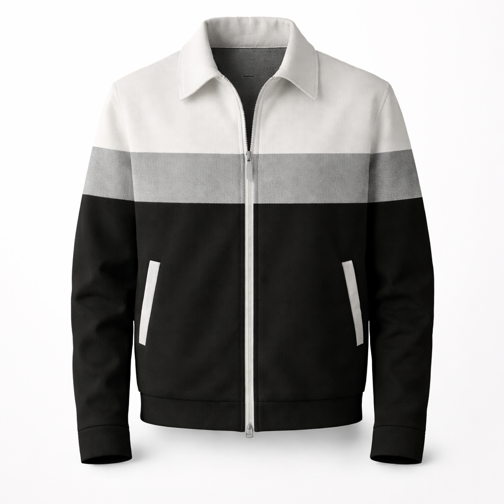 Herre Colourblock Lynlåstrøje med Kontrastpanel Casual Ydertøj