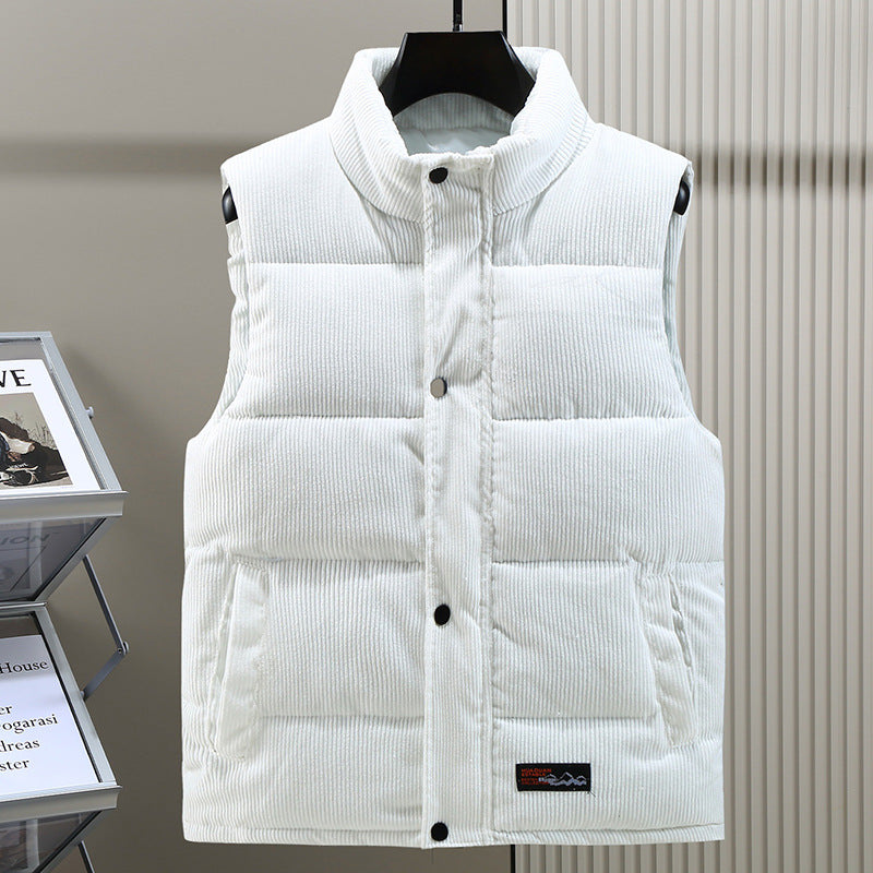 Chaleco acolchado de pana para hombre, con cuello alto, ideal para el clima fresco