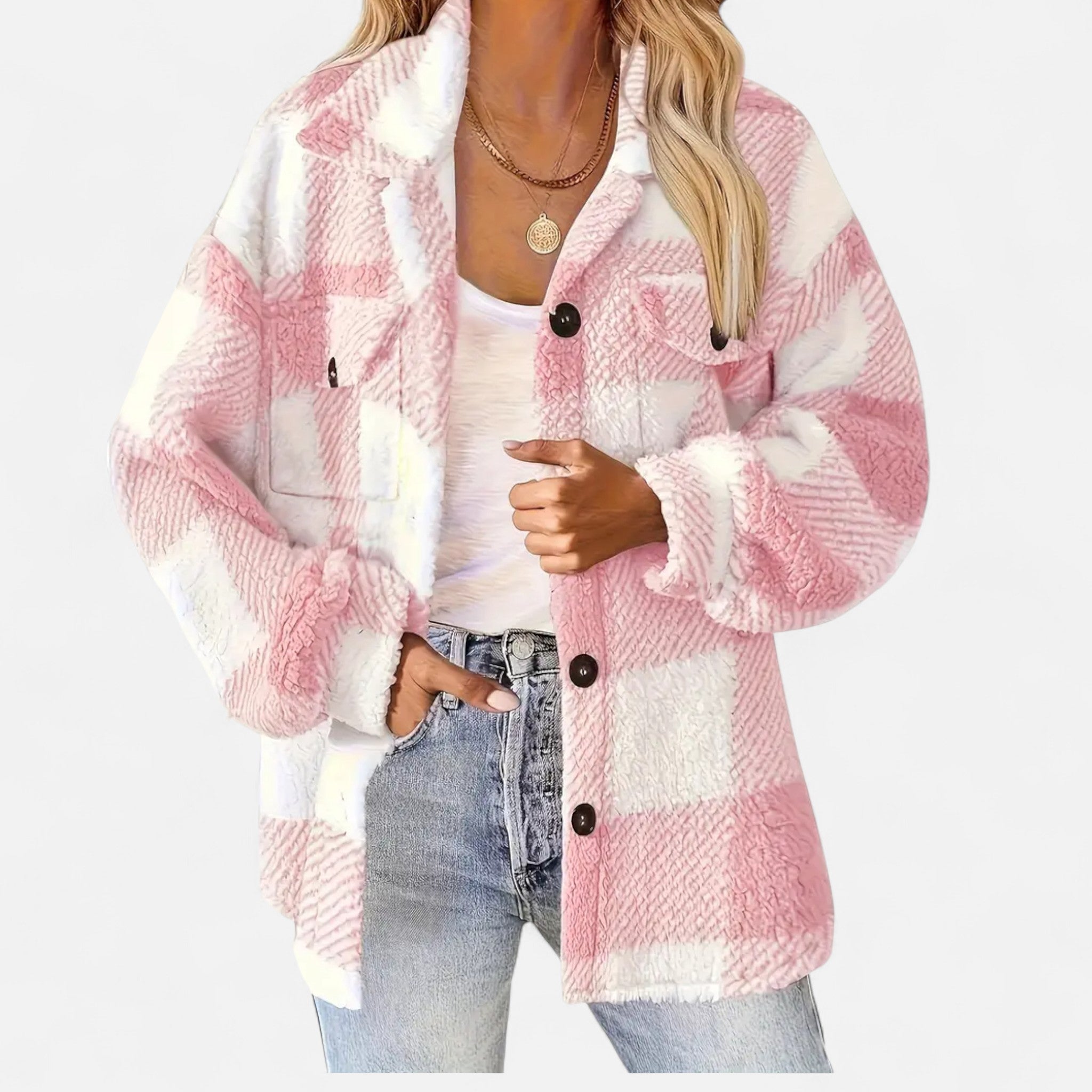 Valmonti | Women’s Checkered Plush Winter Jacket