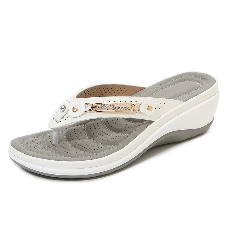 Sandalias de cuña con tira entre los dedos para mujer y plantilla acolchada - zapatos de verano cómodos y sin cordones para caminar a diario, vacaciones, viajes a la playa y un estilo informal para el buen tiempo