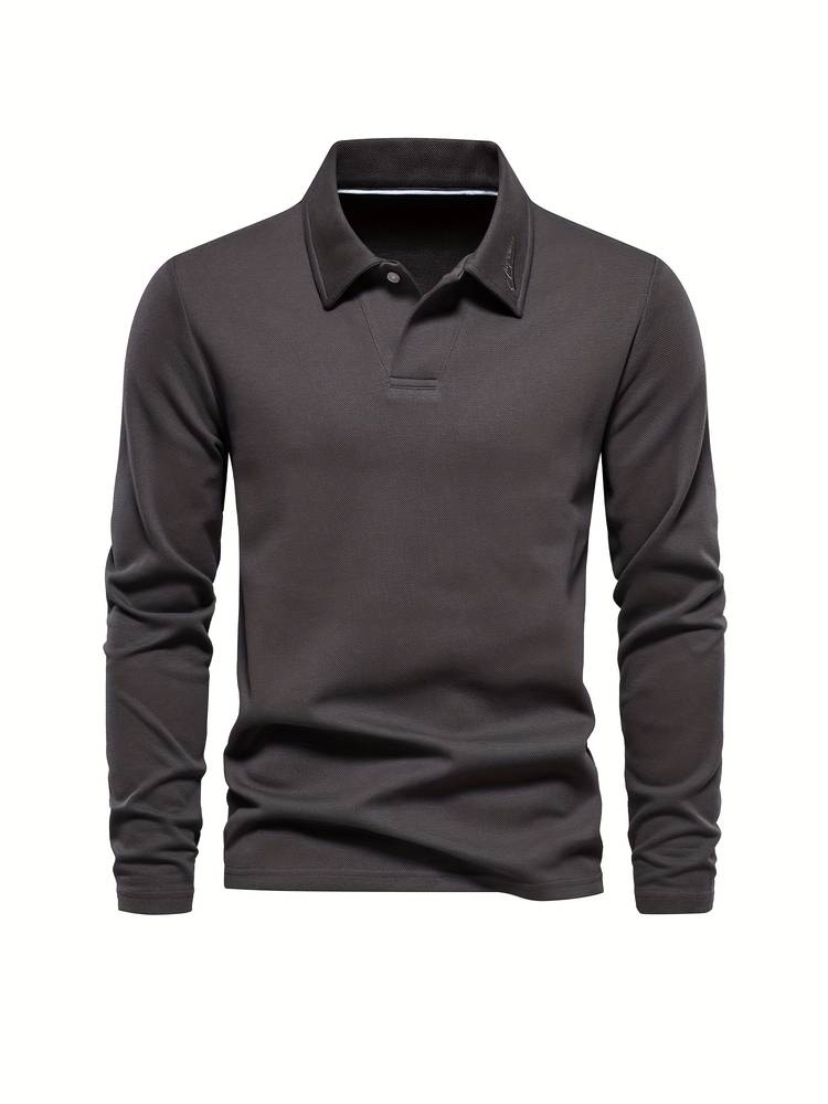 Camiseta Polo de Manga Larga para Hombre Suave Cómoda Corte Moderno Casual Inteligente para Uso Diario