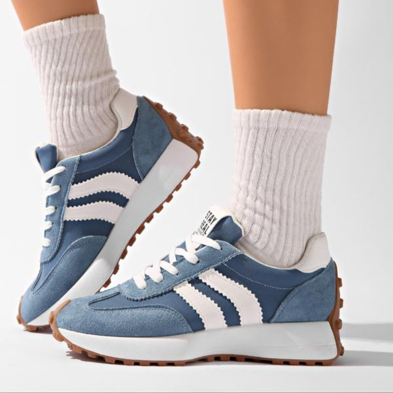Damskie retro sneakersy na platformie do biegania zamszowe, miejskie trampki