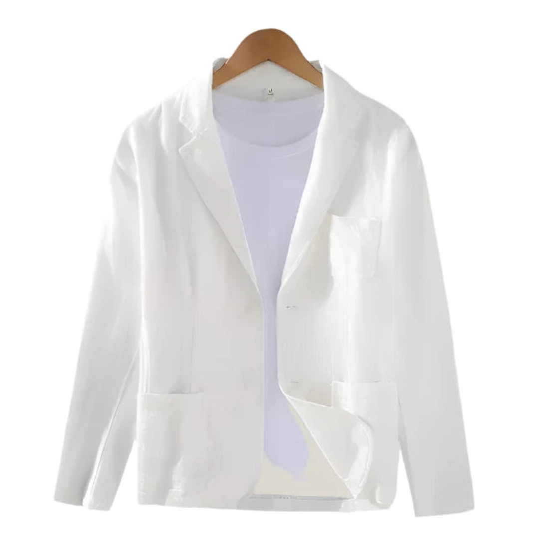 Americana informal para hombre con solapas de muesca y bolsillos de parche – Chaqueta holgada con textura para el verano y ocasiones informales elegantes