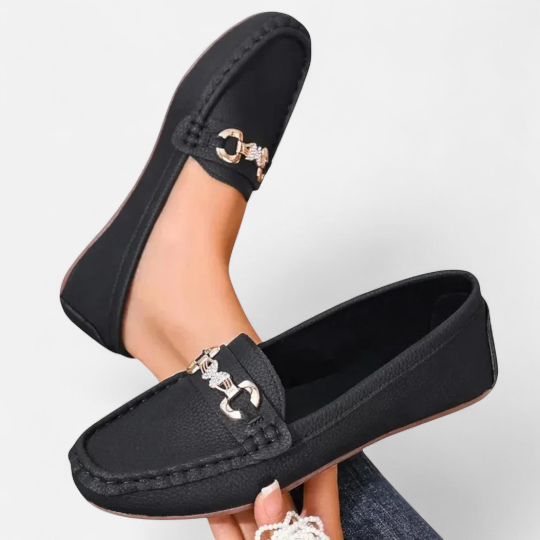 Valmonti | Women’s Moccasin Loafers – Refined Metal-Bit Elegance