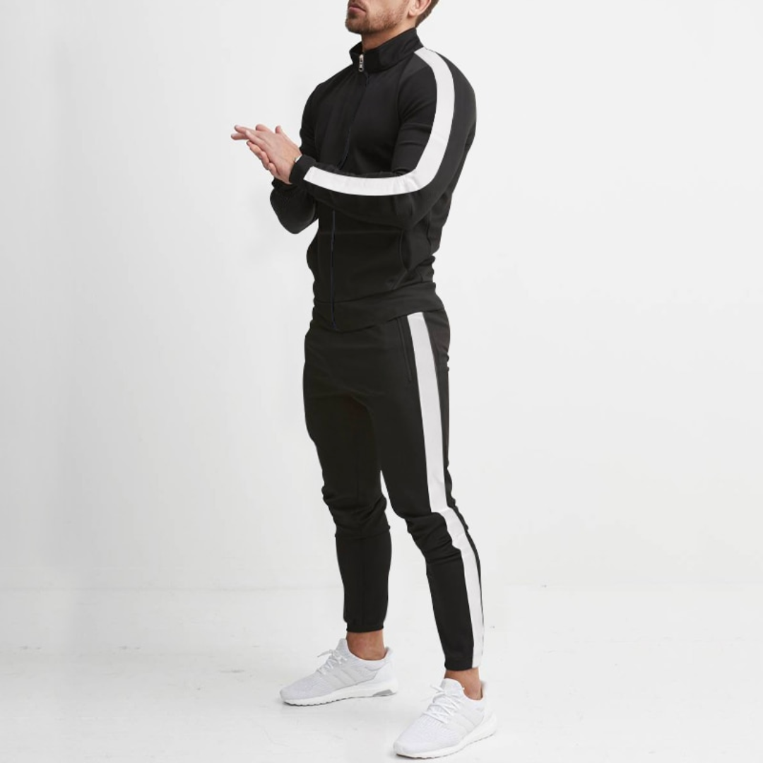 Pánská slim fit tepláková souprava – hladká sportovní bunda na zip pro aktivní i volné dny