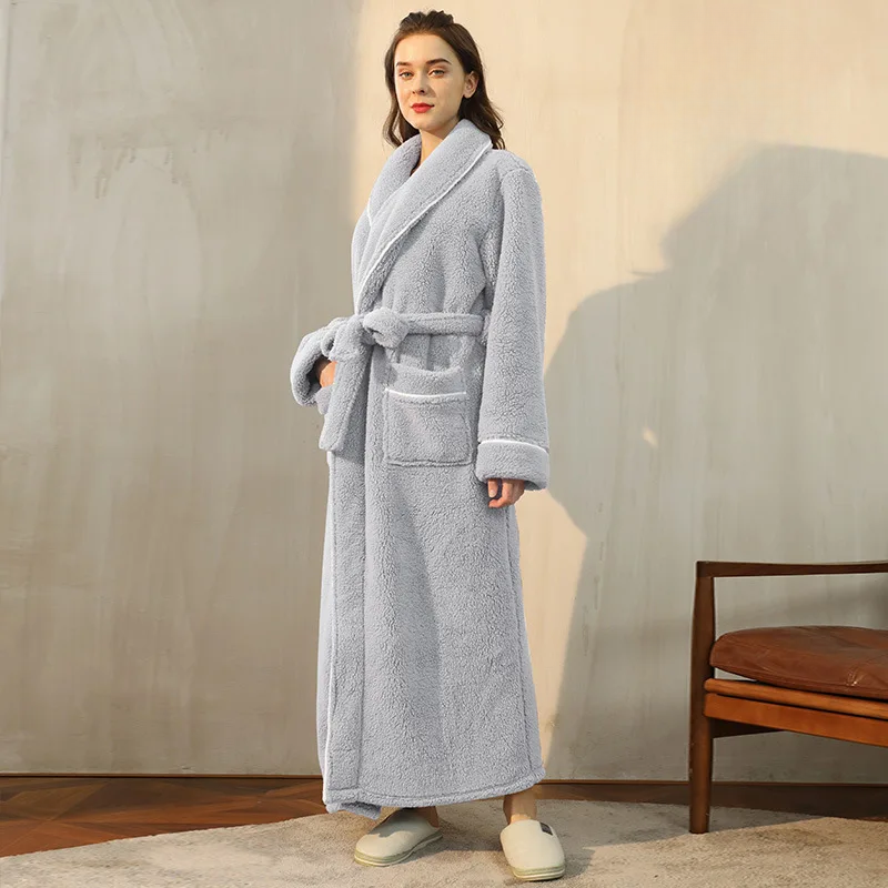 Bata de franela para mujer: bata suave con cinturón para disfrutar del confort en casa durante el invierno