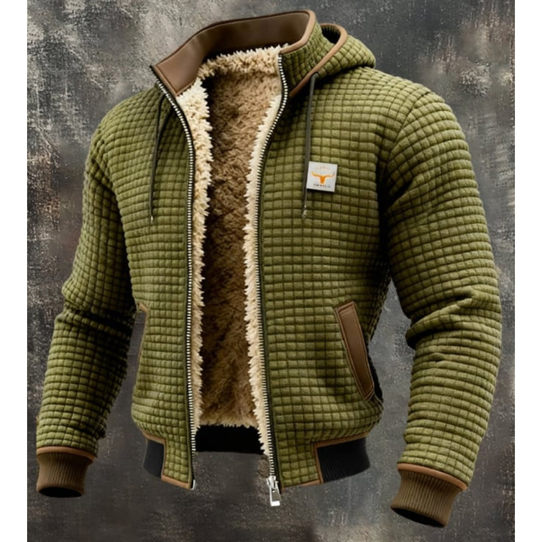 Men’s Thermal Fleece Winter Jacket – Quilted Hooded Zip-Up Coat with Sherpa Lining and Wind-Resistant Finish