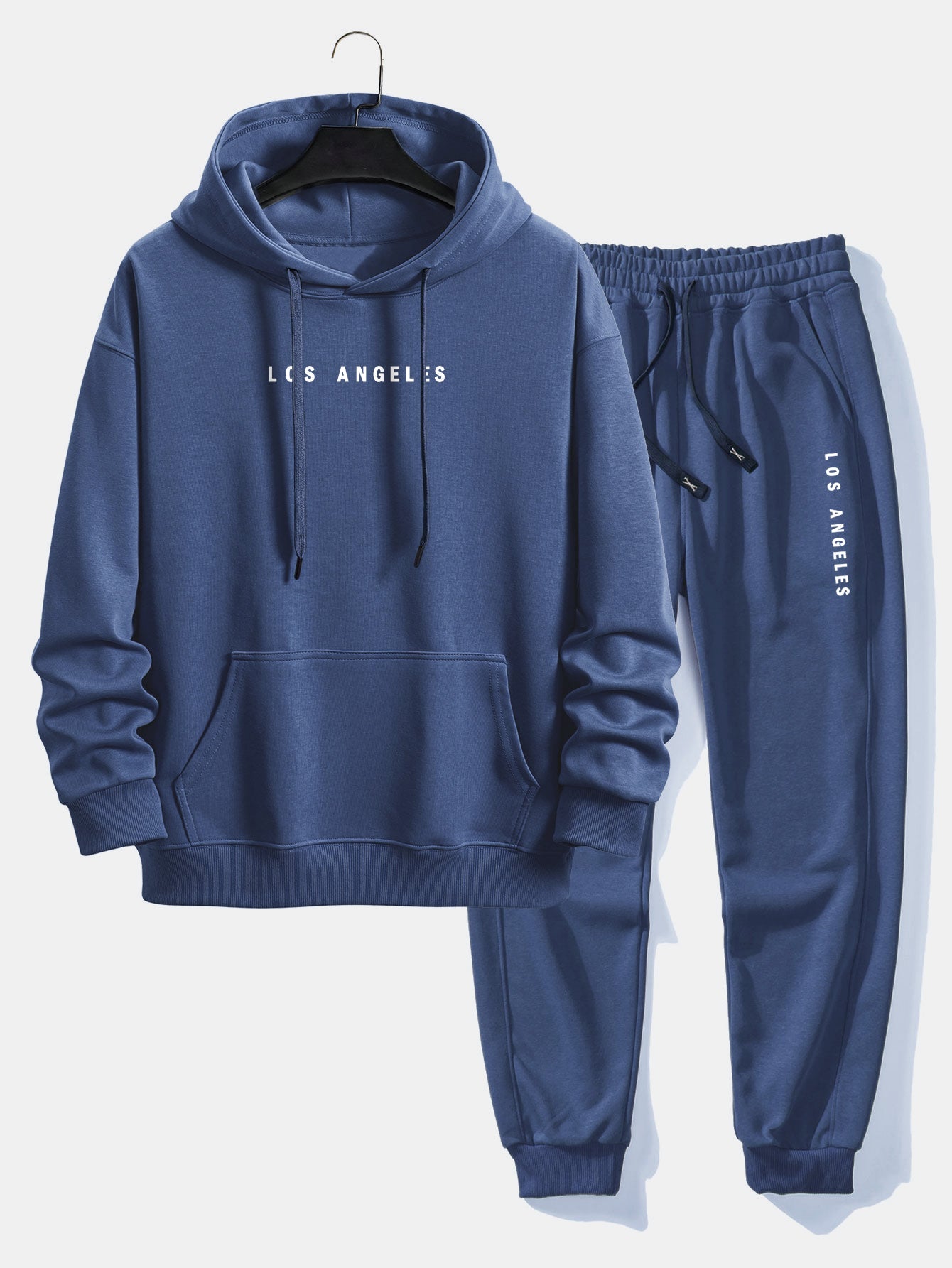 Men’s Relaxed Cotton Blend Hoodie Tracksuit – Printed Jogger Set for Casual City Wear