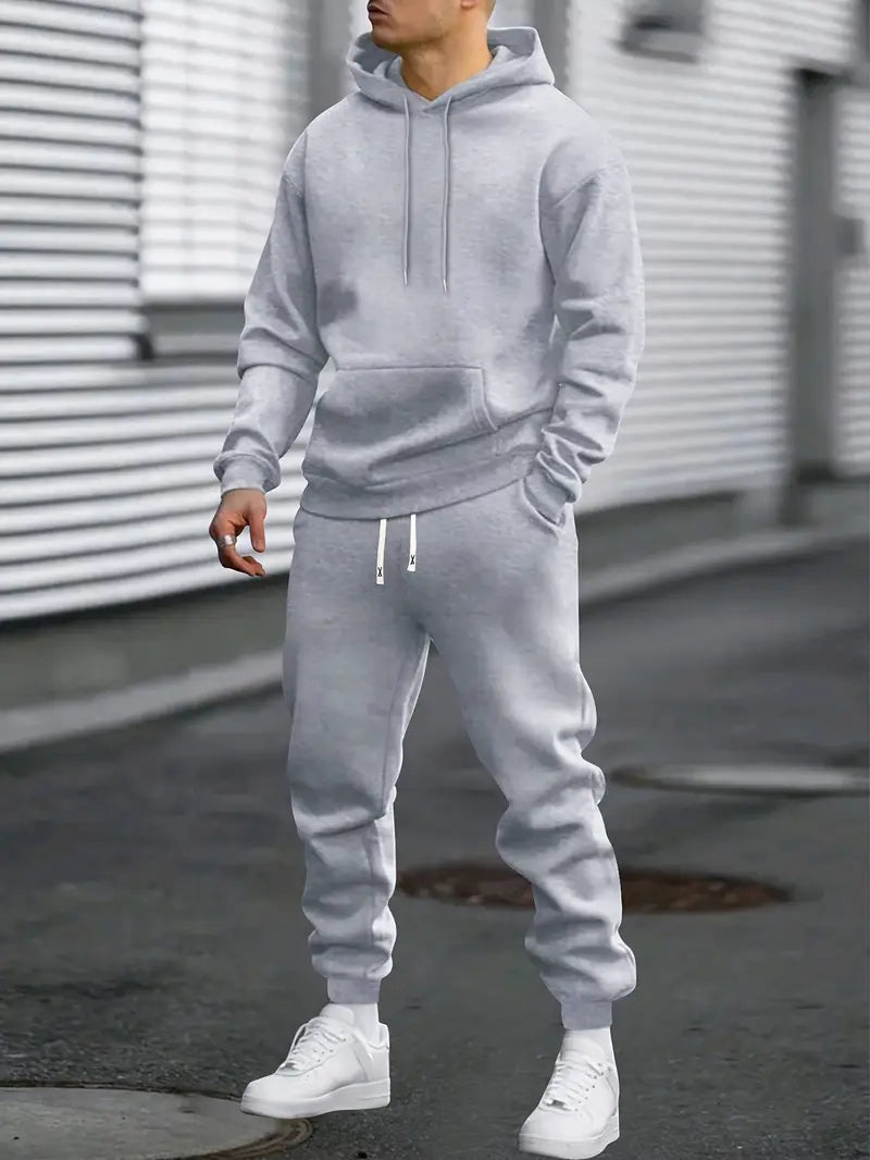 Conjunto de sudadera con capucha y pantalones jogger para hombre – chándal holgado de dos piezas para viajar y disfrutar del tiempo libre