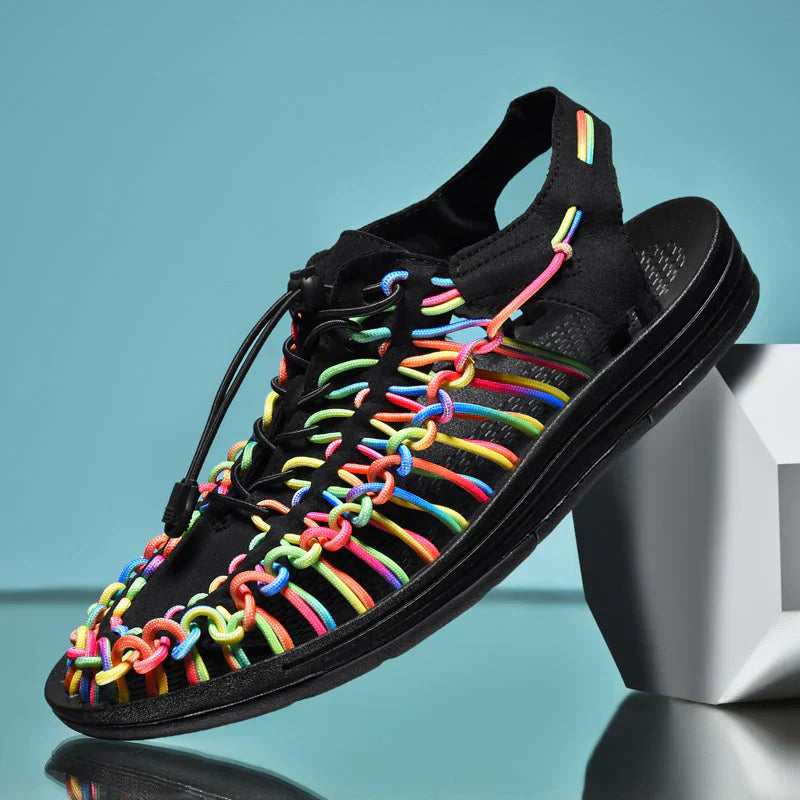 Herre sandaler med lukket tå i mesh, justerbare snørebånd, sommerfodtøj