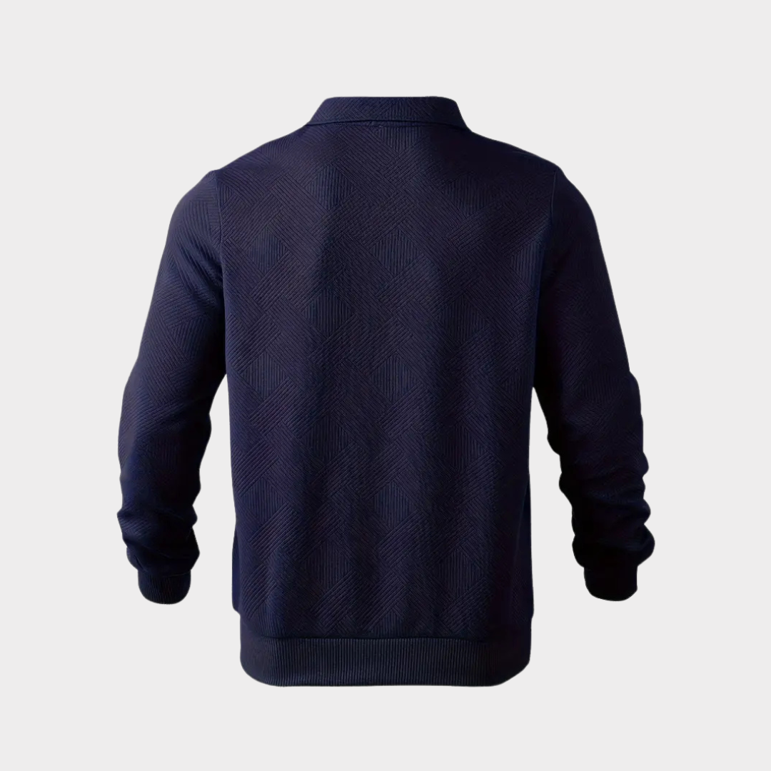Men’s Textured Half-Zip Sweatshirt – Smart Casual Polo Style for Cooler Days