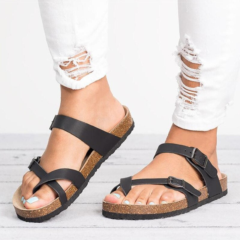 Women’s Cork Footbed Sandals Adjustable Buckle Summer Comfort