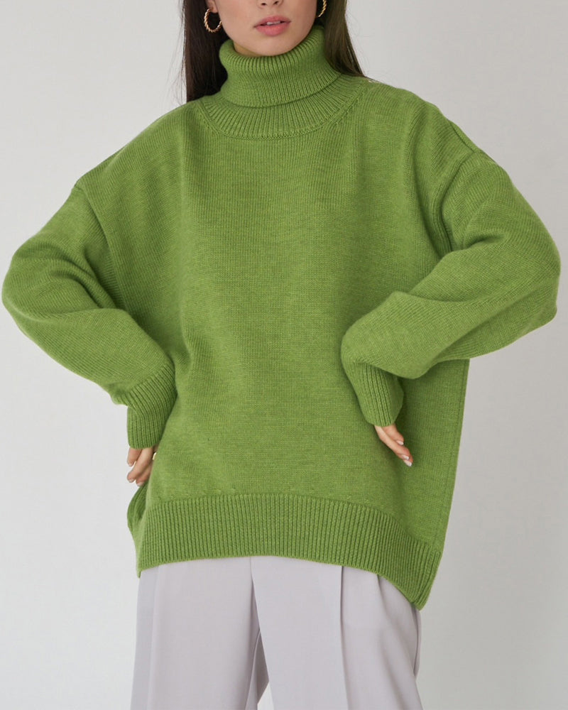 Women’s Oversized Turtleneck Sweater – Relaxed Winter Knit for Everyday Layering
