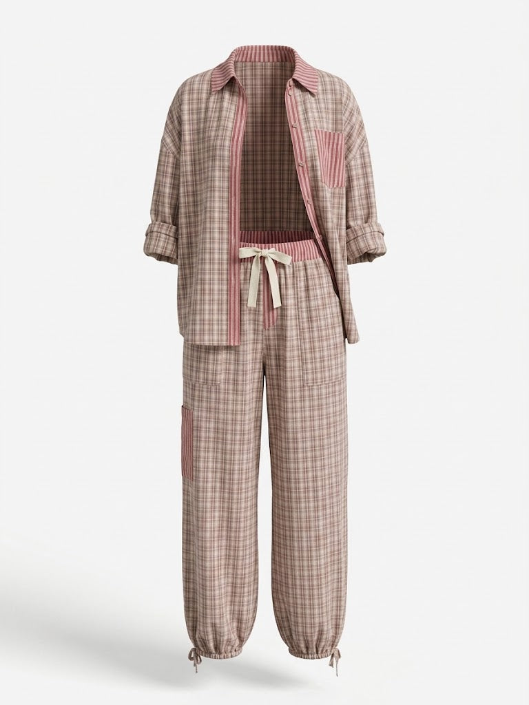 Gestreepte pyjamaset voor dames – Comfortabele pyjama met knoopsluiting voor ontspannen momenten en nachtrust