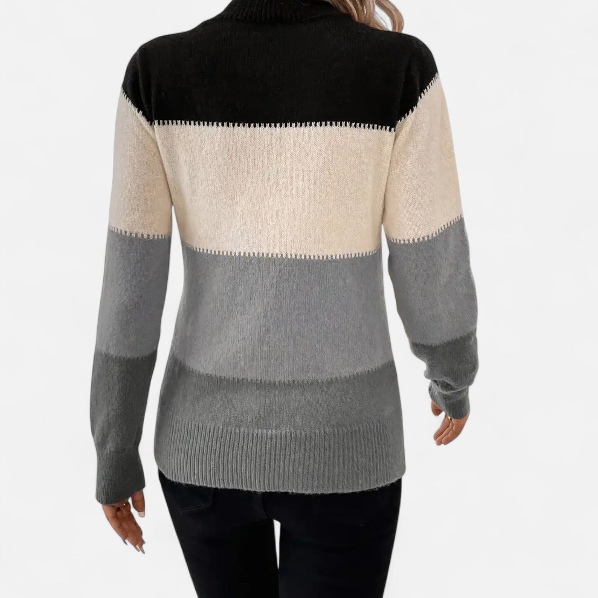 Valmonti | Women’s Striped Knit Crew Neck Sweater