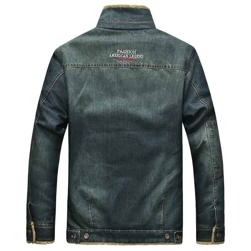 Men’s Fleece-Lined Denim Winter Jacket – Warm Sherpa-Collar Button-Up Layer for Casual Everyday Wear Autumn Winter Outfits Weekend Travel and Cold-Weather Styling