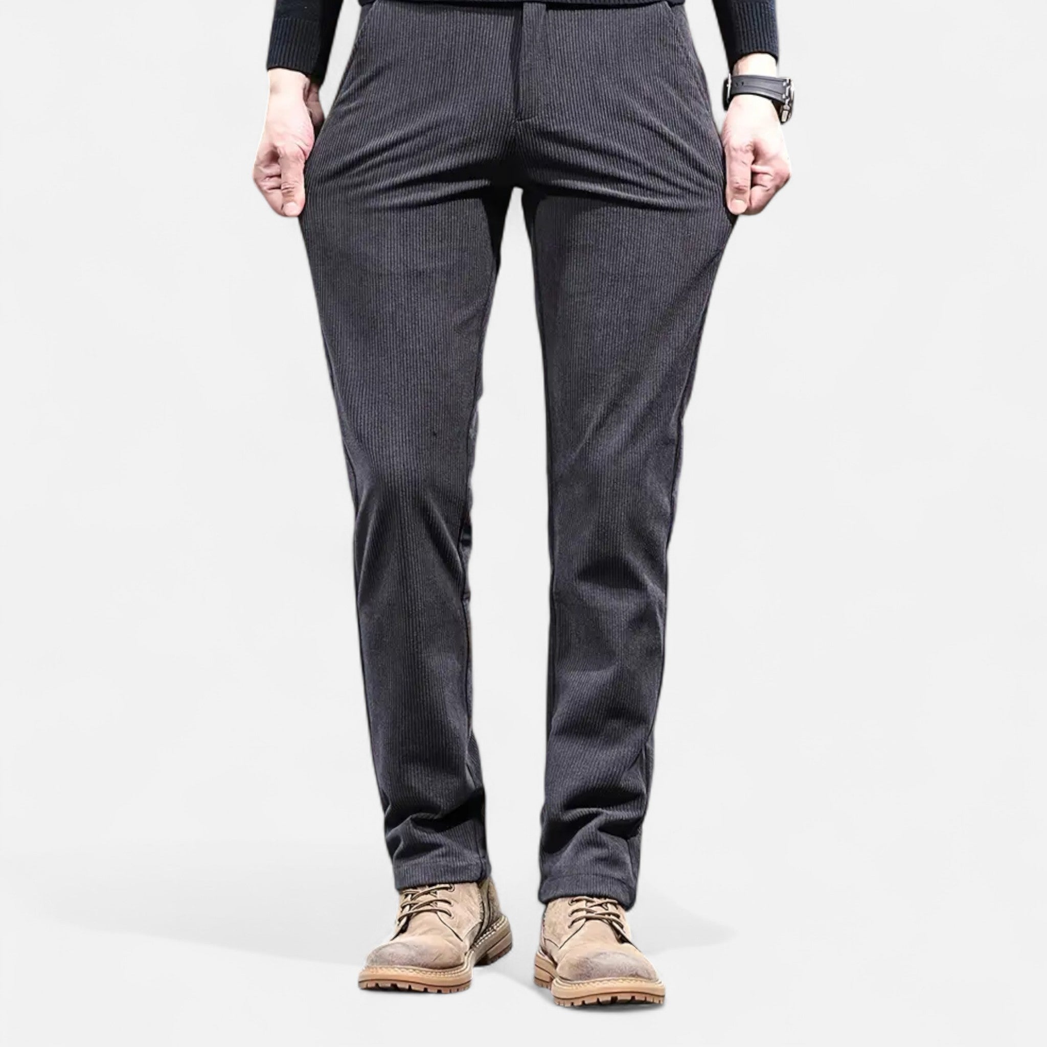 Valmonti | Men’s Chenille Straight-Leg Trousers