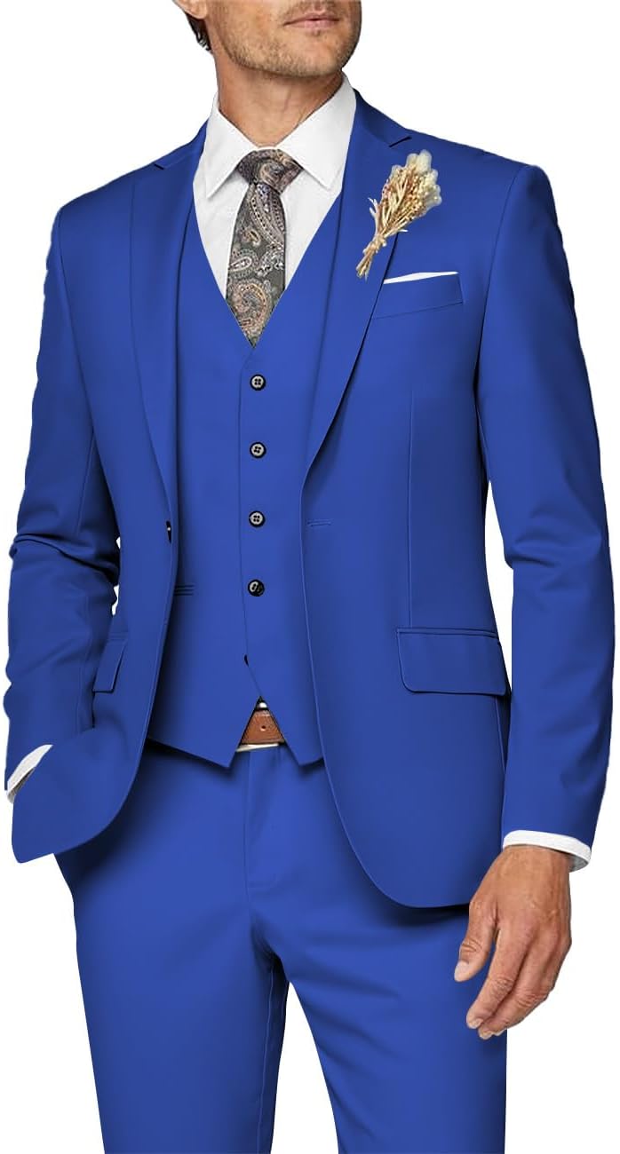 Men’s Slim Three-Piece Suit – Refined Formal Tailoring for Weddings and Business
