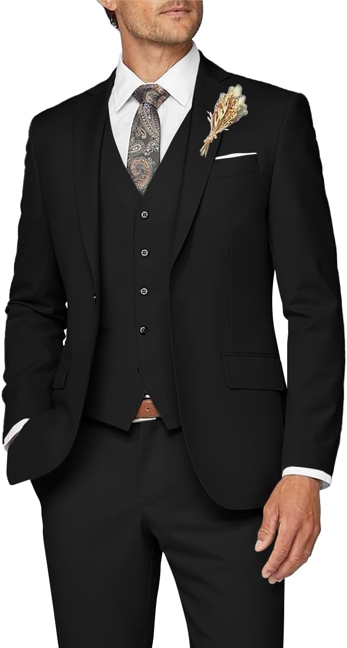 Men’s Slim Three-Piece Suit – Refined Formal Tailoring for Weddings and Business