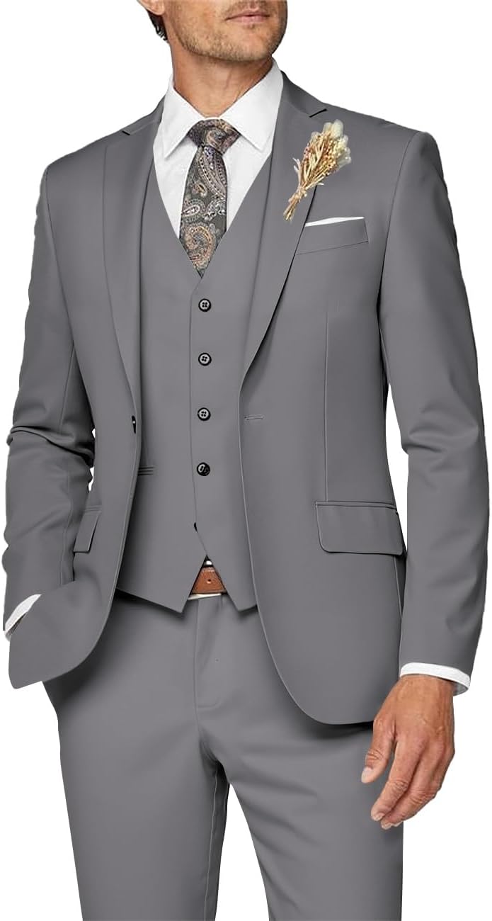 Men’s Slim Three-Piece Suit – Refined Formal Tailoring for Weddings and Business
