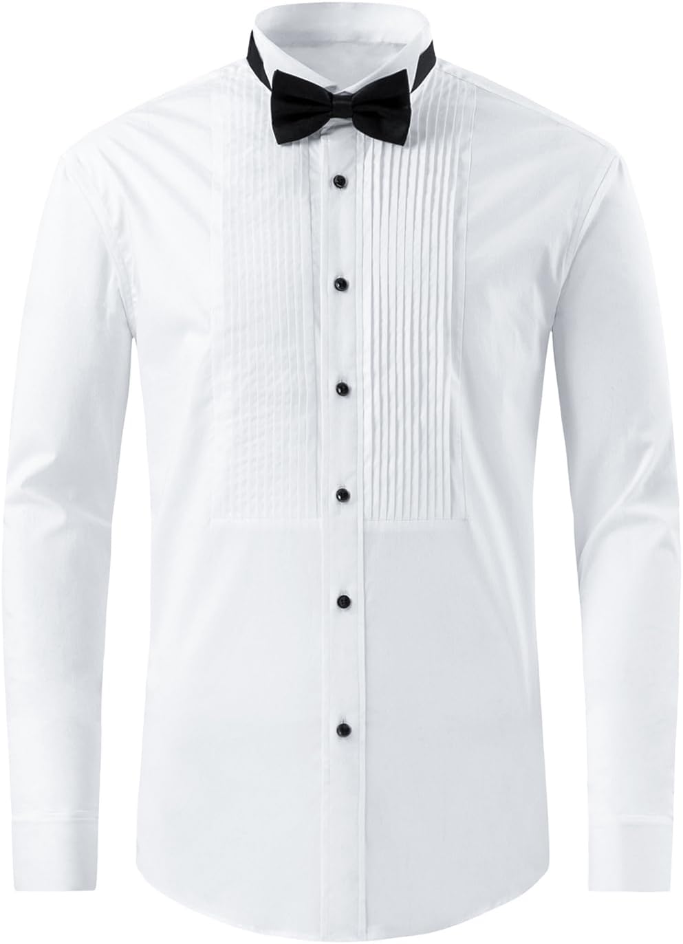Men’s Pleated Tuxedo Shirt Set – Wing Collar Formalwear for Weddings and Black-Tie Events