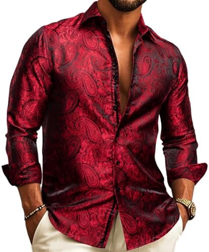 Men’s Paisley Jacquard Shirt – Refined Long-Sleeve Style for Weddings and Evening Wear