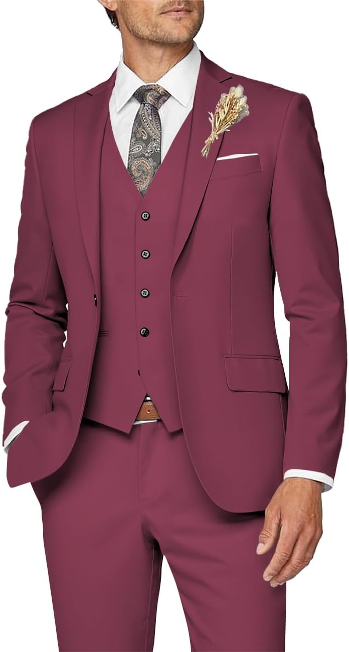 Men’s Slim Three-Piece Suit – Refined Formal Tailoring for Weddings and Business