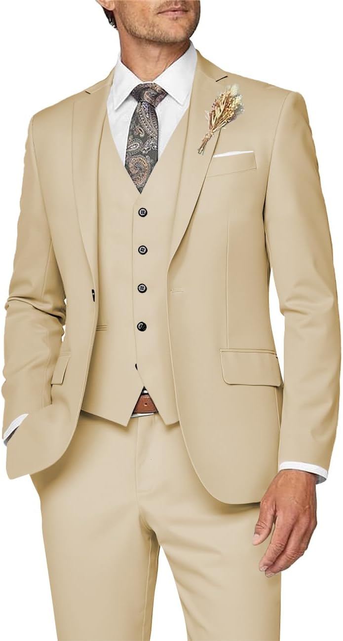 Men’s Slim Three-Piece Suit – Refined Formal Tailoring for Weddings and Business