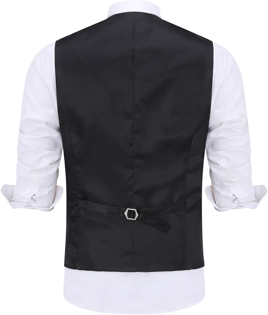 Elegante gilet da uomo in jacquard paisley - Gilet da completo slim fit in broccato con scollo a V e abbottonatura frontale per matrimoni e occasioni serali formali