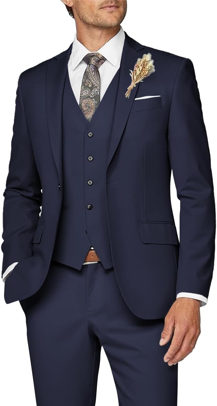 Men’s Slim Three-Piece Suit – Refined Formal Tailoring for Weddings and Business