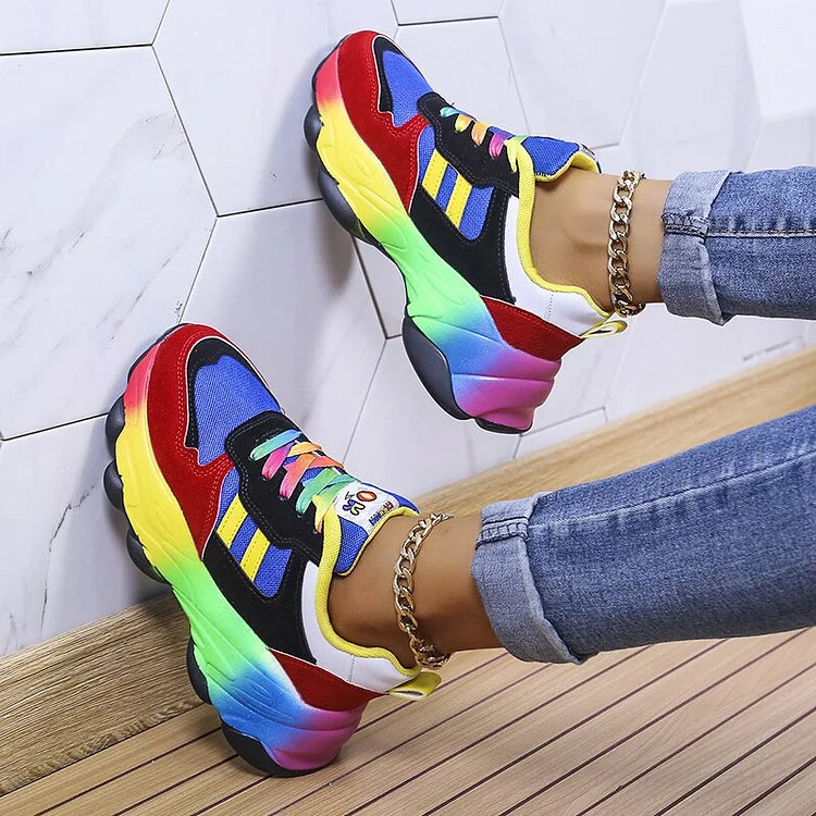Damskie ortopedyczne trampki z nadrukiem, amortyzowane codzienne sneakersy