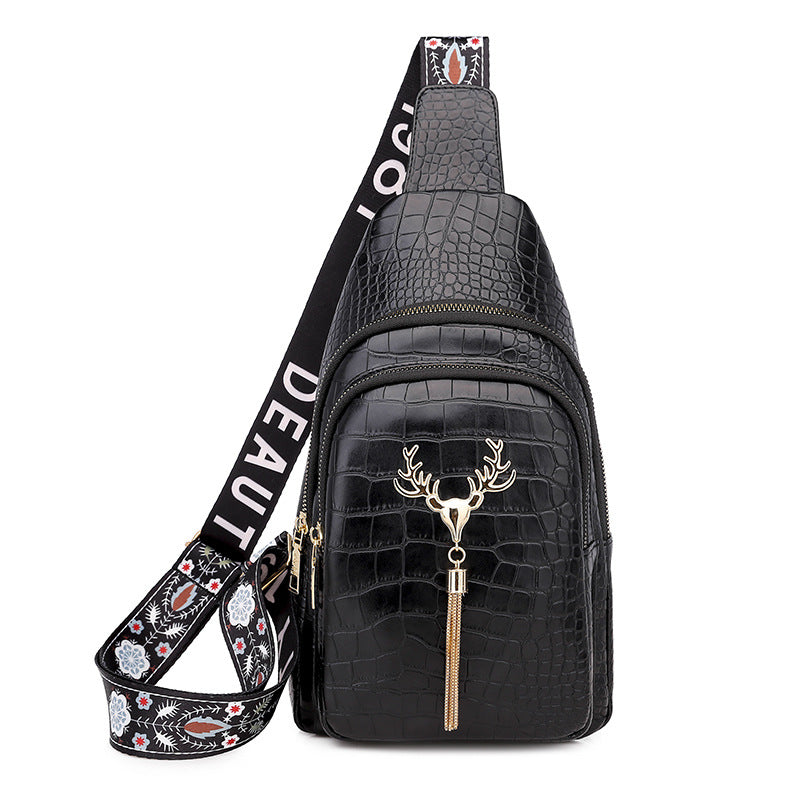 Bolso bandolera para mujer con correa estampada y textura encantadora