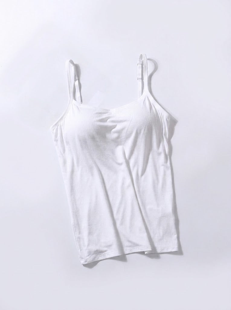Camisola de mulher com soutien incorporado – Camada de alças finas com suporte para o dia a dia