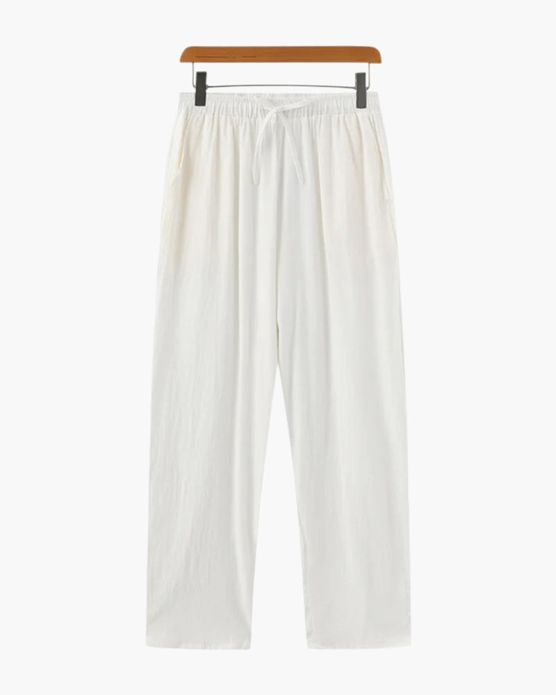 Pantalones de lino para hombre con cordón, estilo relajado, pantalones cómodos para el día a día