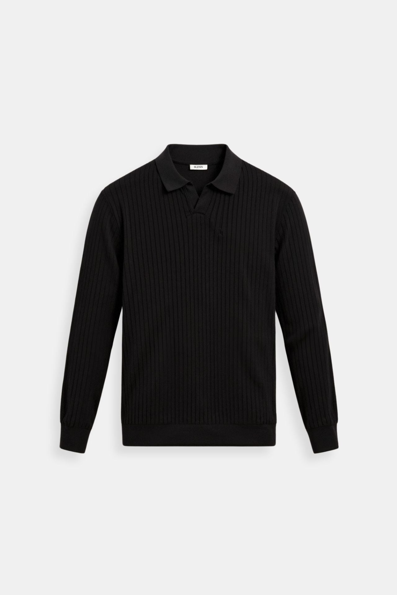 Polo a manica lunga da uomo in maglia costina, stile smart casual