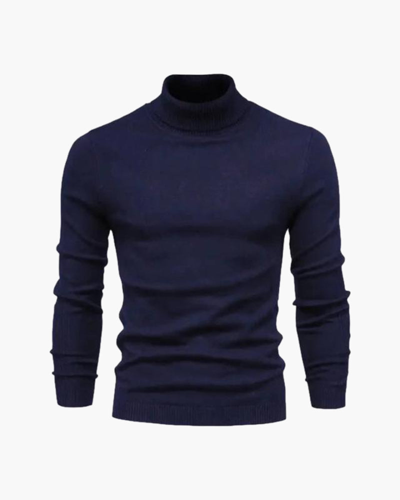Jersey de cuello alto de punto fino para hombre, corte clásico