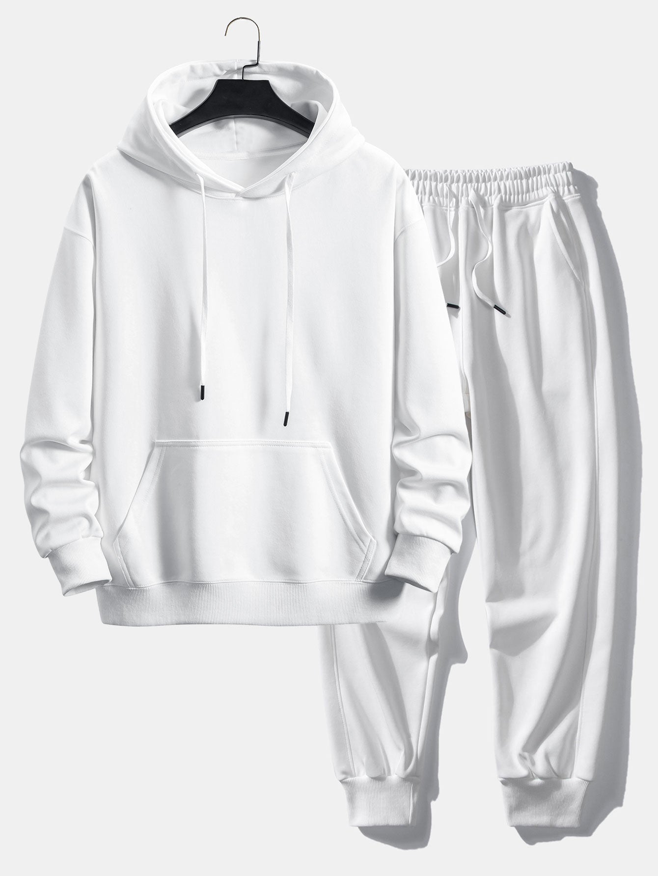 Men’s Basic Tracksuit Set – Pullover Hoodie and Cuffed Joggers for Daily Comfort