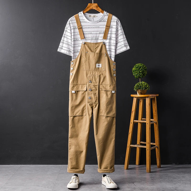 Men’s Utility Cargo Bib Overalls – Multi-Pocket Workwear for Casual Everyday Wear