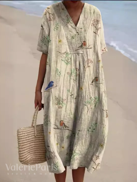Vestido de verano floral para mujer, ligero, transpirable, fluido, cómodo, para uso diario y vacaciones