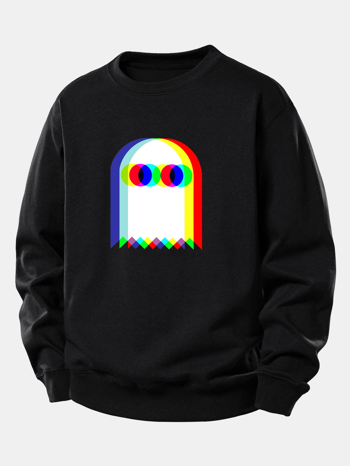 Pánská mikina s grafickým potiskem a volným střihem - hravý potištěný pulovr s kulatým výstřihem pro ležérní streetwearový styl