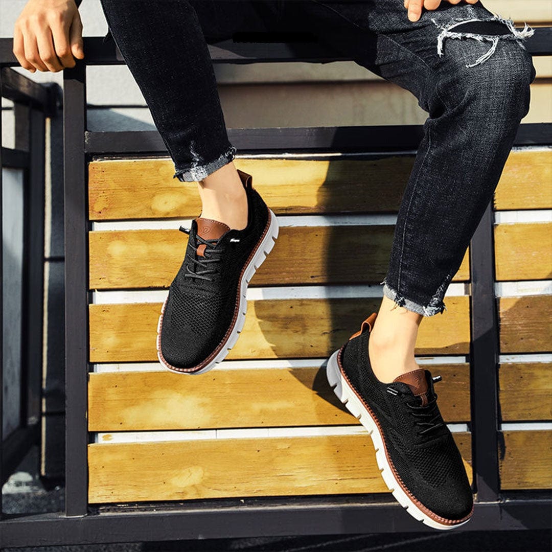 Atmungsaktive Strick-Schnürschuhe für Herren – bequeme Freizeitschuhe mit dämpfender Wirkung und flexiblen Sohlen für den Alltag