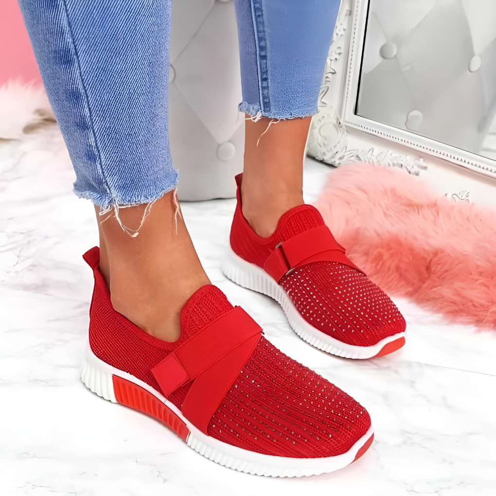 Dámské pletené slip-on tenisky s elastickým páskem, lehké a pohodlné boty