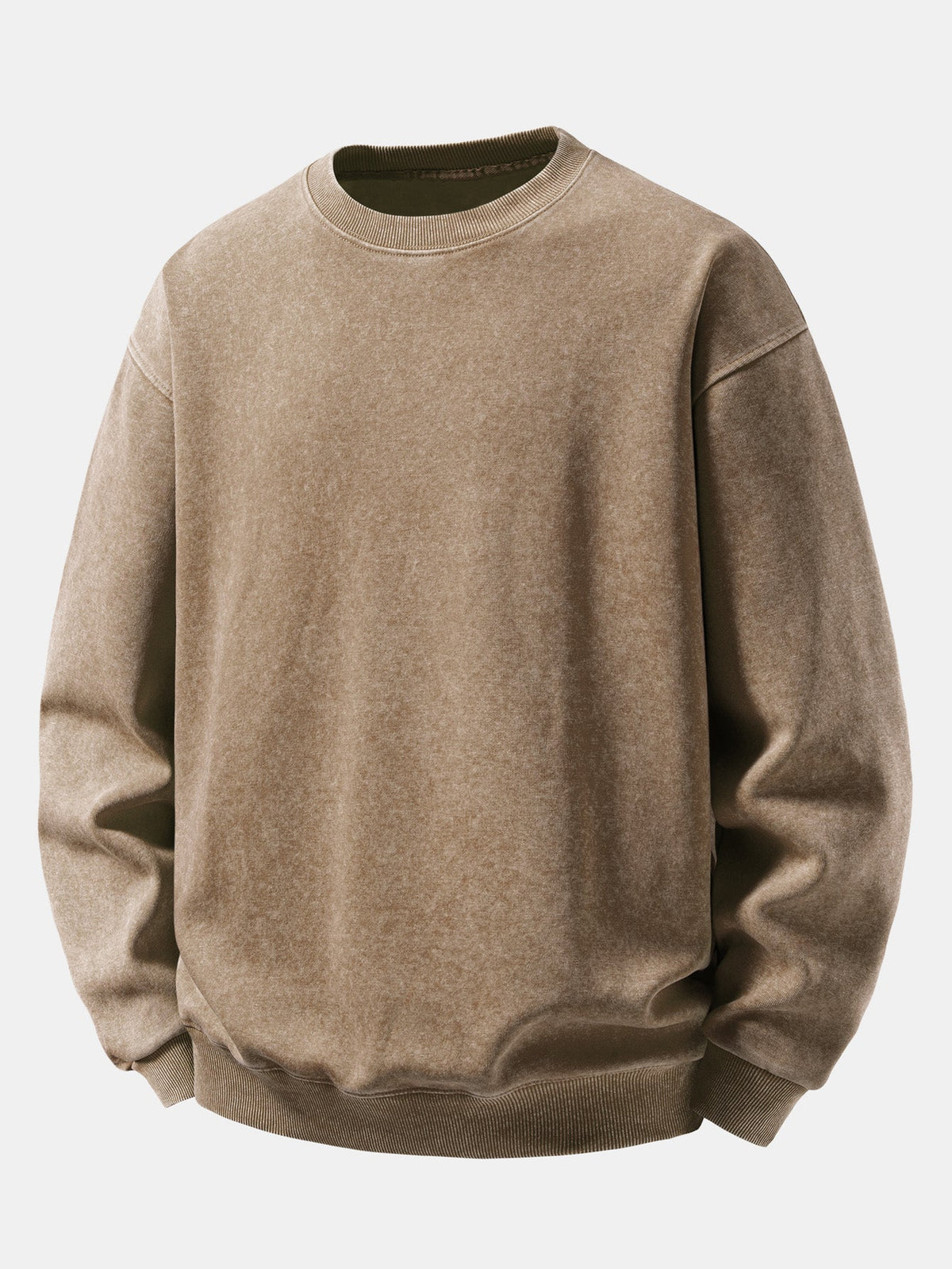 Sweat-shirt homme vintage en coton délavé à col rond - Pull décontracté, coupe ample, pour tous les jours en automne