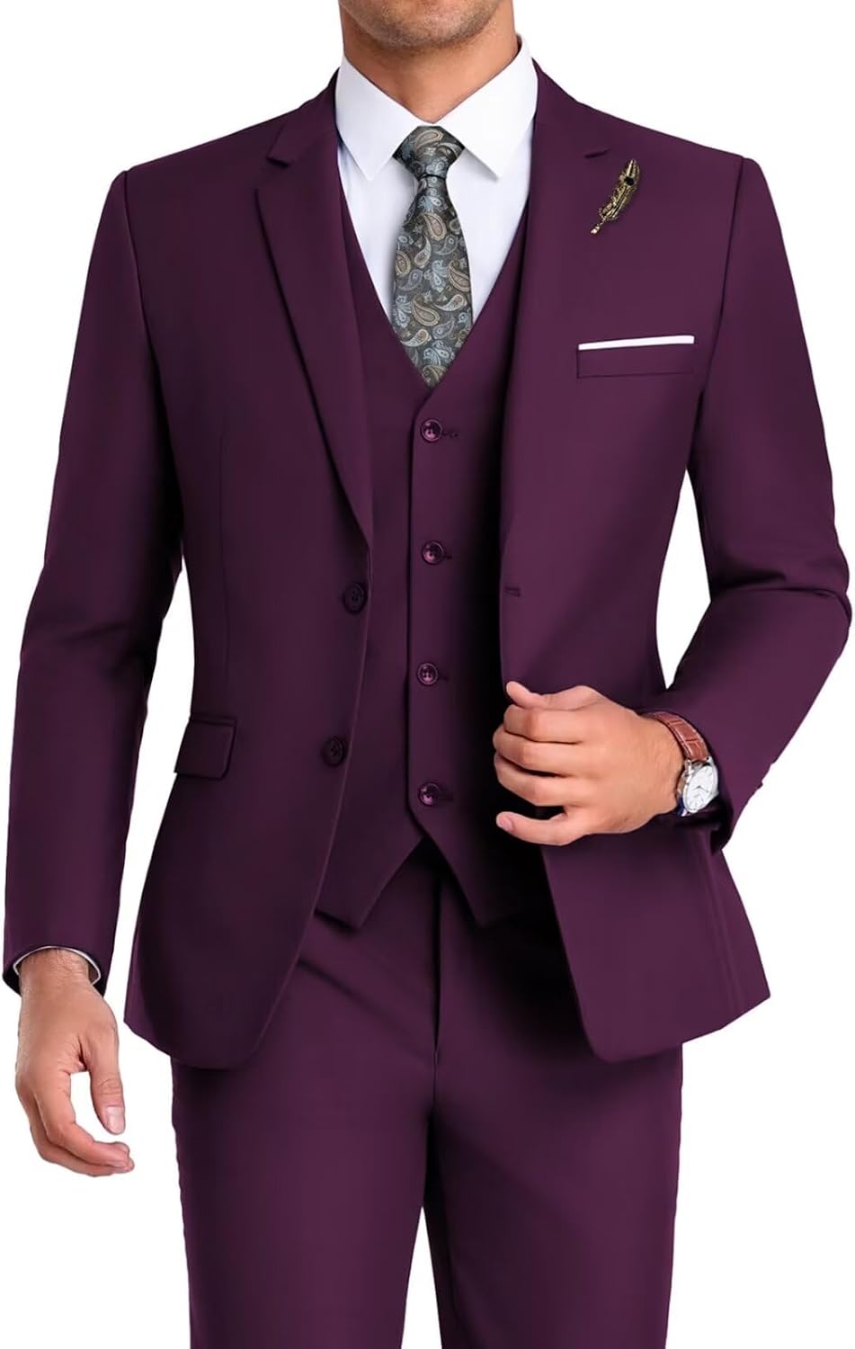 Men’s Formal Three-Piece Suit – Sleek Tailoring for Weddings and Business