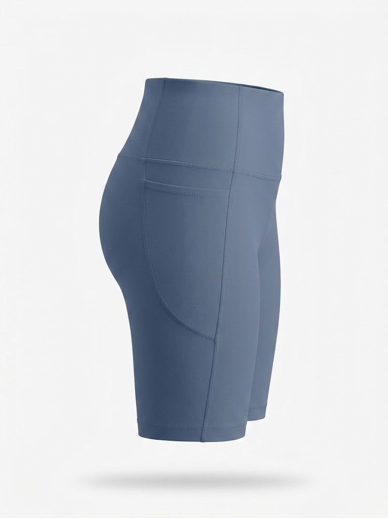 Cykelshorts til kvinder med høj talje – elastisk activewear med lommer til træning og løb