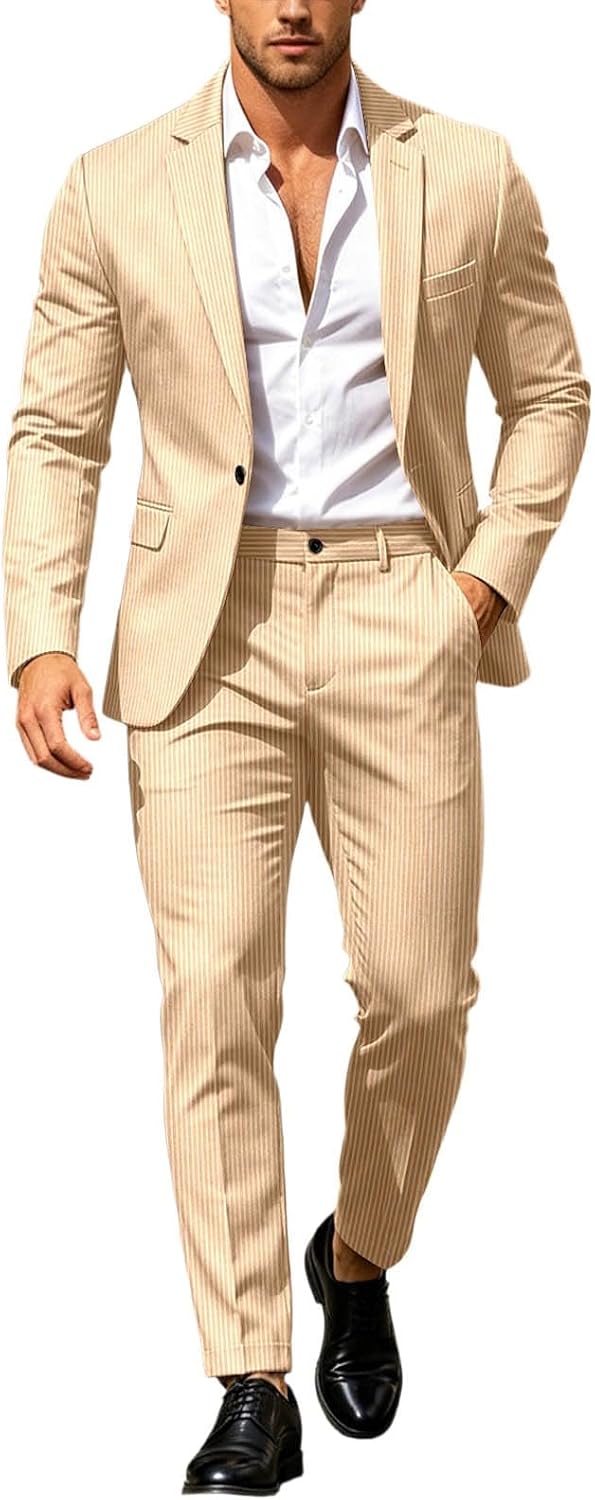Men’s Modern Two-Piece Suit – Single-Button Blazer Set for Celebrations and Business