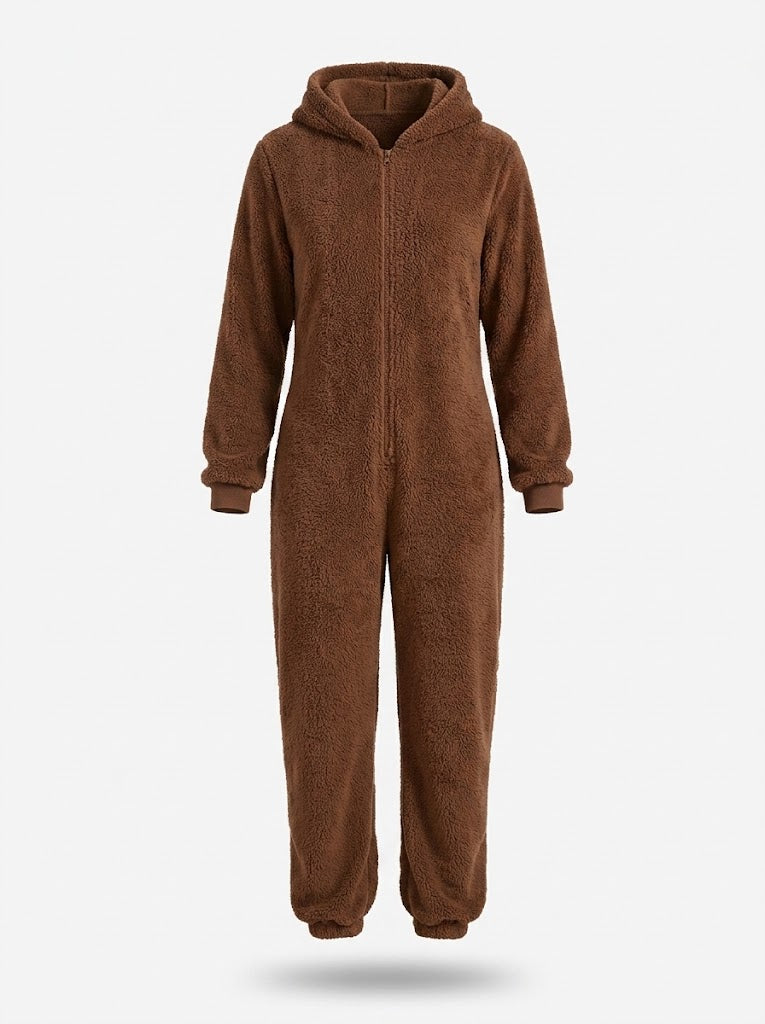 Women’s Hooded Fleece Onesie – Cosy Zip-Up Winter Loungewear for Cold Nights