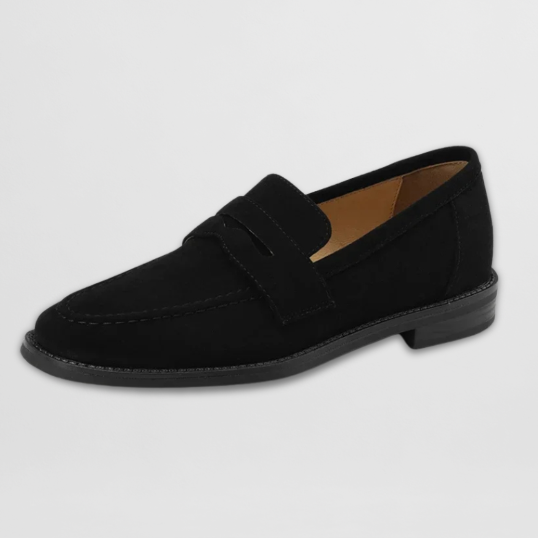 Damepenny loafers i ruskind Klassiske flade hverdagsko
